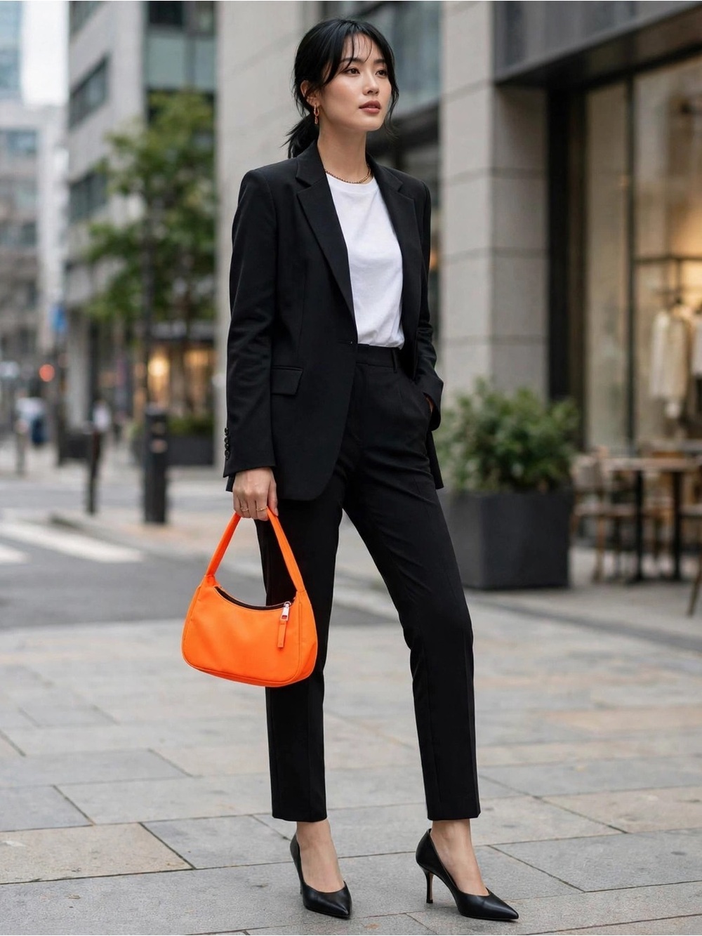 Néon Orange Nylon Shoulder Bag